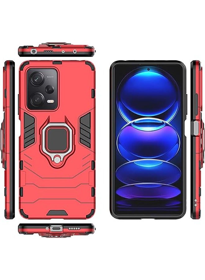 الدخن Redmi Note 12 برو / الدخن بوكو X5 برو 5G الهاتف المحمول القضية ، حماية ضد السقوط ، مختلطة الثقيلة واقية من الصدمات الحرس قوس القضية ، الأحمر - Image 2