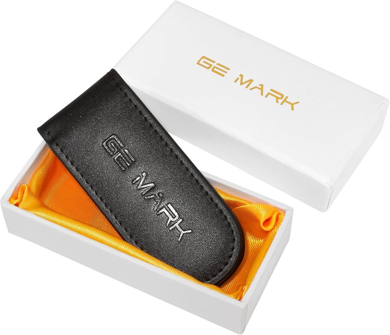 GE MARK مشبك نقود جلد - مغناطيس قوي يحمل 30 ورقة نقدية - للرجال - حامل بطاقات جلدية للنقود - علبة هدايا - Image 3