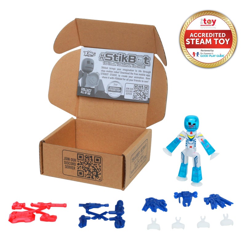 Zing StikBot Zingtannica Action Pack - Collectible Action Figures and Accessories, Includes 1 Stikbot, 1 Set of Accessories, Stop Motion Animation, Ages 4 and Up (Blue (Vangarden)) - Image 2