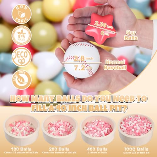 GOGOSO Ball Pit BallsPlastics Balls for Ball Pit Stars Hearts Shape for PastelBall for Toddlers Kids BlackGrayGold100pcs - Image 5