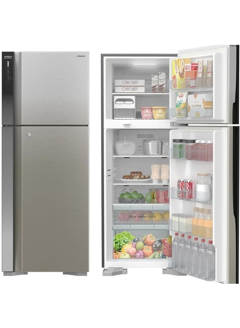 Hitachi Top Mount Refrigerator 655 L Gross / 450 L Net, Double Door, Inverter Compressor, Dual Fan Cooling, Touch Screen Control, Premium Silver - RV655PUK0K4PSV RV655PUK0K4PSV Premium Silver - Image 3