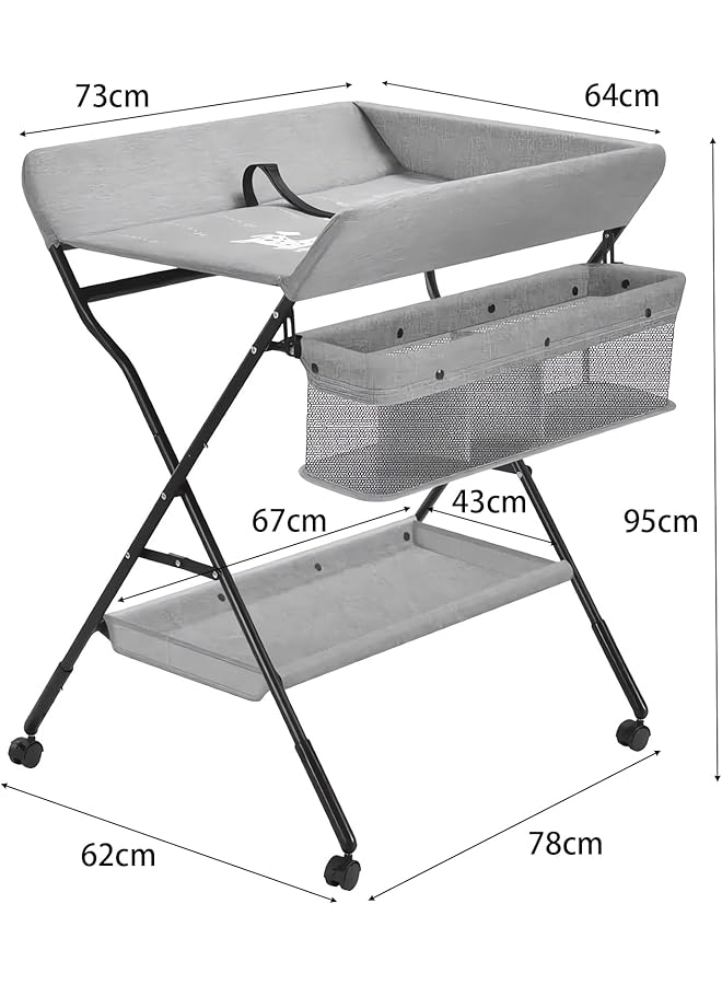 Favarey Baby Changing Table With Wheels Foldable Diaper Changing Station Waterproof Changing Table With Nursery Organizer And Storage For Newborn And Infant - Image 2