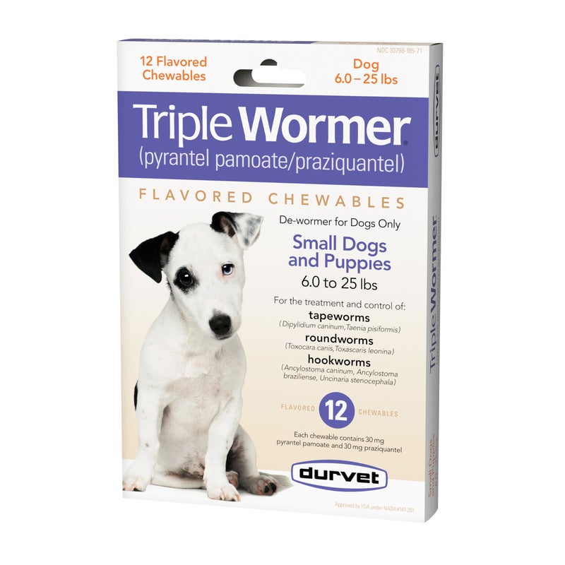 DURVET 12-Pack Triple Wormer Tablets for Puppies and Small Dogs - Image 1
