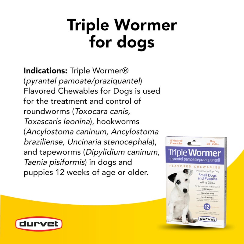 DURVET 12-Pack Triple Wormer Tablets for Puppies and Small Dogs - Image 3