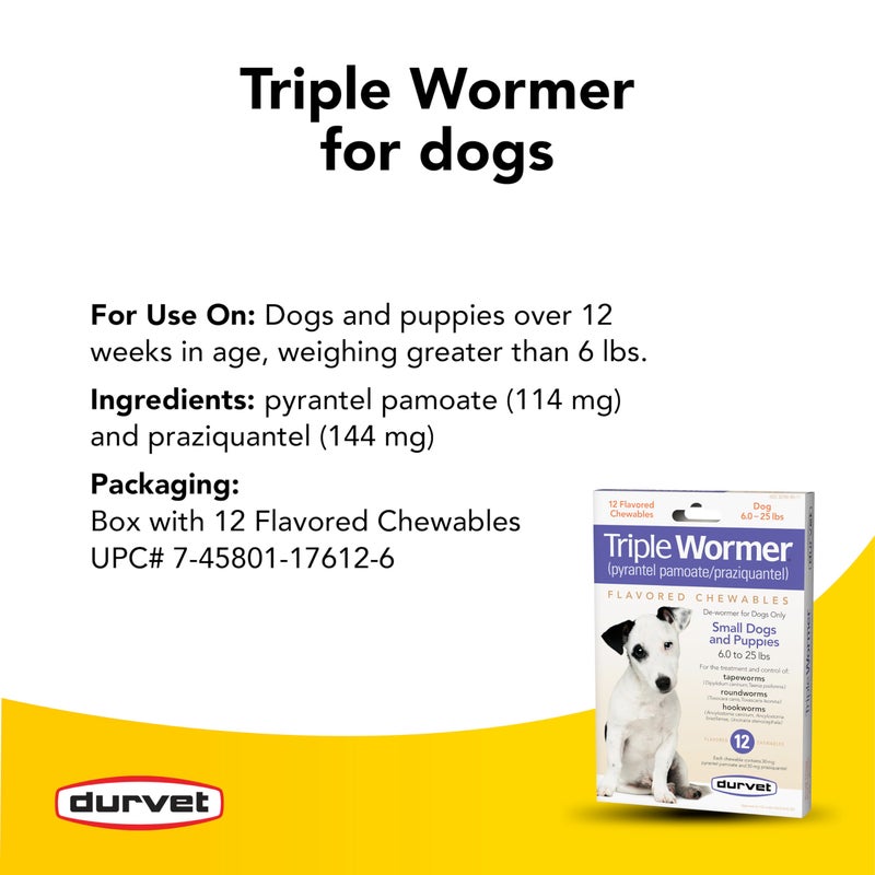 DURVET 12-Pack Triple Wormer Tablets for Puppies and Small Dogs - Image 4