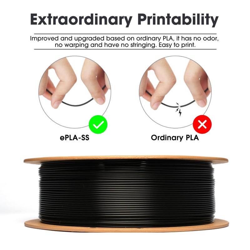 eSUN PLA Basic Filament 1.75mm, 3D Printer Filament High Speed PLA for Fast Printing, 1KG Spool (2.2 LBS) 3D Printing Filament for High Speed 3D Printers, Black - Image 3