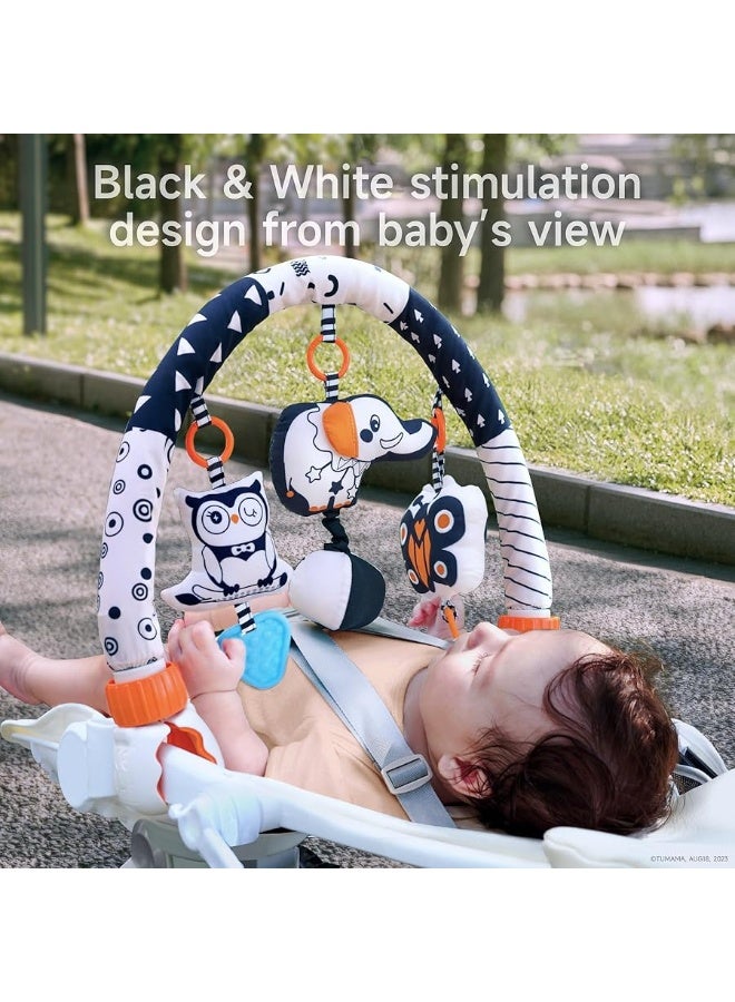 TUMAMA TUMAMA Car Seat Toys for Babies 0-6 Months, Stroller Toys for Infant 0-6 Months, Newborn Sensory Hanging Rattle Arch Toy with Butterfly Elephant Owls,Musical Toy for Baby 6-12 Months  - Image 3