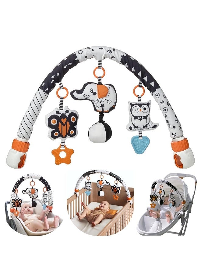TUMAMA TUMAMA Car Seat Toys for Babies 0-6 Months, Stroller Toys for Infant 0-6 Months, Newborn Sensory Hanging Rattle Arch Toy with Butterfly Elephant Owls,Musical Toy for Baby 6-12 Months  - Image 5