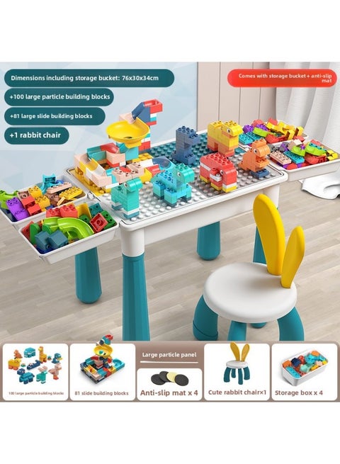# Variables Slide Building Blocks Table Assembled Toys Puzzle 3 To 6 Years Old Boy Child Size Granular Ball Rail-Color:Large Particles [rectangular Table] 1 Chair + 100diy Building Blocks + 80 Slide Building Blocks, Free Storage