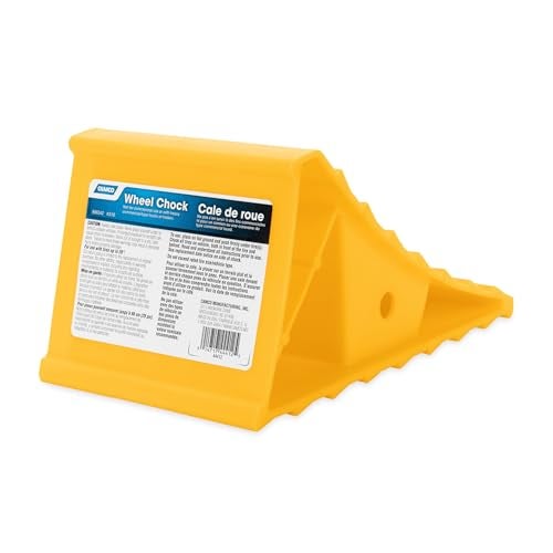 Camco Standard Wheel Chock for Trailers RVs Heavy Duty Trailer Wheel Chock Constructed of Durable Plastic wUV inhibitors for Use wTires Up to 26inches ReHitch in Confidence 44412