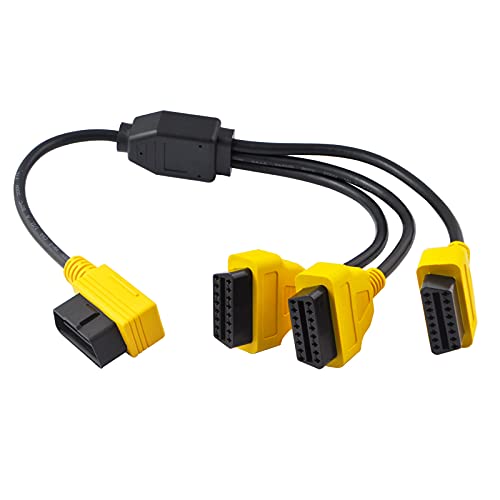 OLLGEN 1.6ft/50cm OBD2 Splitter Cable, 3 Way OBD-II Extension, Full 16 Pin 1 to 3 Female Y Car Diagnostic Extender Cord Adapter (Right Angle Yellow) - Image 2
