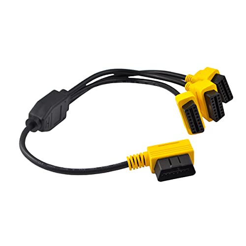 OLLGEN 1.6ft/50cm OBD2 Splitter Cable, 3 Way OBD-II Extension, Full 16 Pin 1 to 3 Female Y Car Diagnostic Extender Cord Adapter (Right Angle Yellow) - Image 3