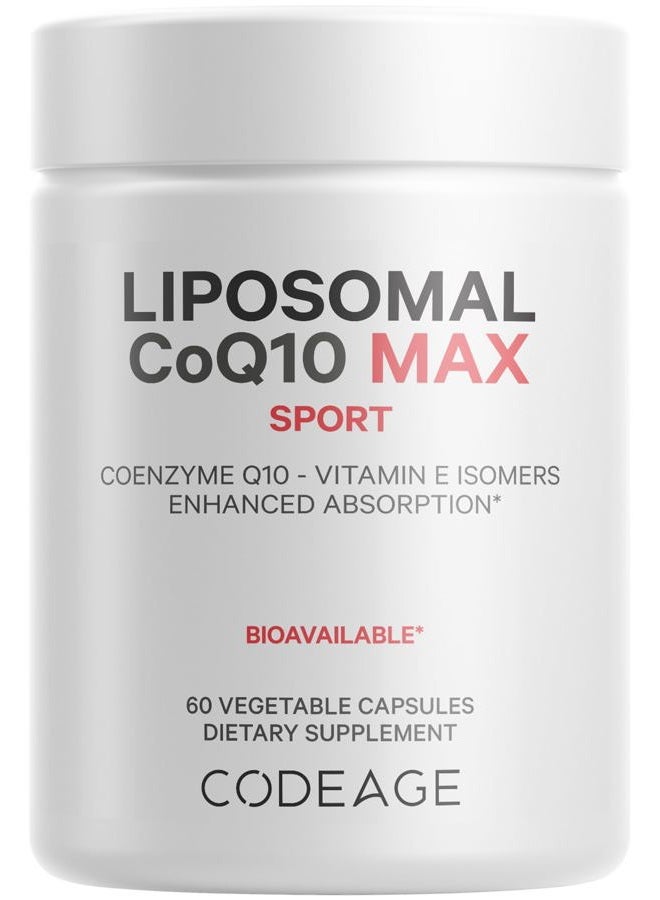 Codeage Liposomal CoQ10 Max Supplement - 250 mg Coenzyme Q10 with Vitamin E Isomers Tocopherols - 2-Month Supply - 1 Capsule Per Serving - Liposomal Delivery - Non-GMO, Gluten-Free - 60 Capsules - Image 1