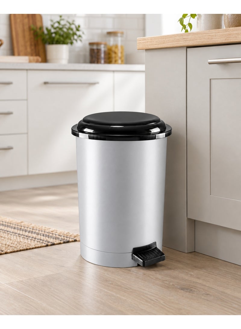 favilla 6-Liter Plastic Trash Can with Pedal and Lid – Suitable for Bathroom, Kitchen, and Office – Multicolored - Image 3
