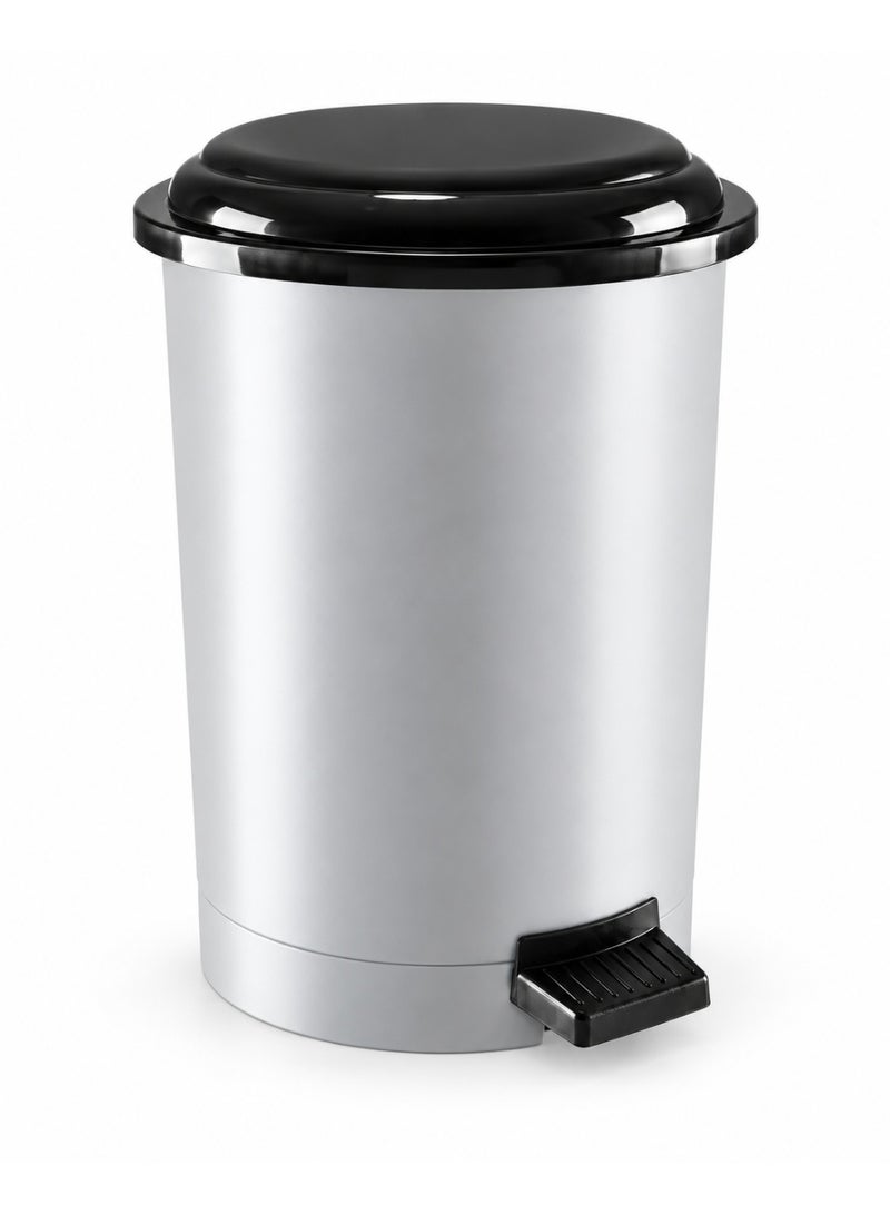favilla 6-Liter Plastic Trash Can with Pedal and Lid – Suitable for Bathroom, Kitchen, and Office – Multicolored - Image 1
