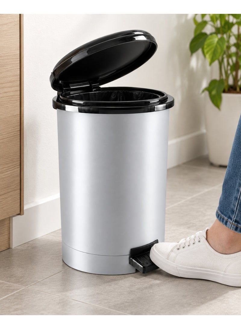 favilla 6-Liter Plastic Trash Can with Pedal and Lid – Suitable for Bathroom, Kitchen, and Office – Multicolored - Image 4