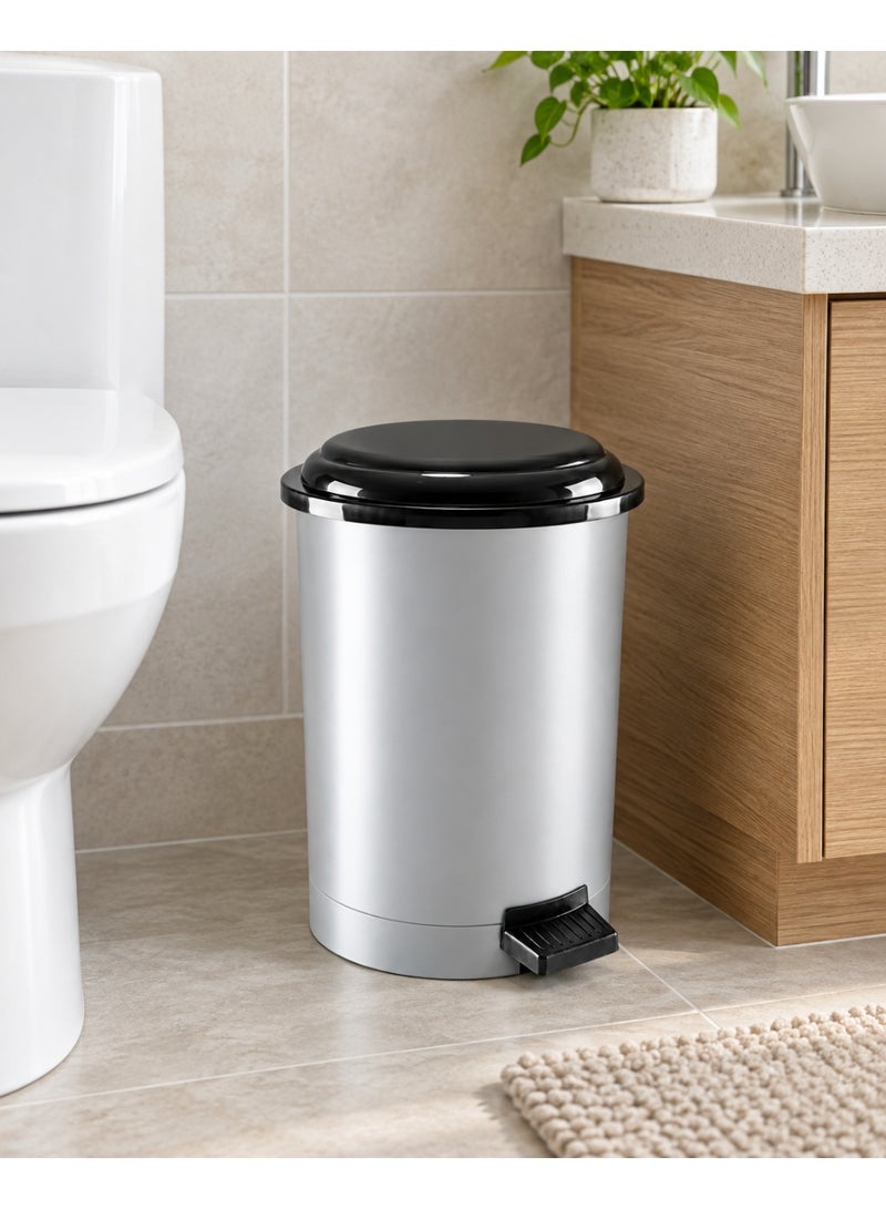 favilla 6-Liter Plastic Trash Can with Pedal and Lid – Suitable for Bathroom, Kitchen, and Office – Multicolored - Image 2