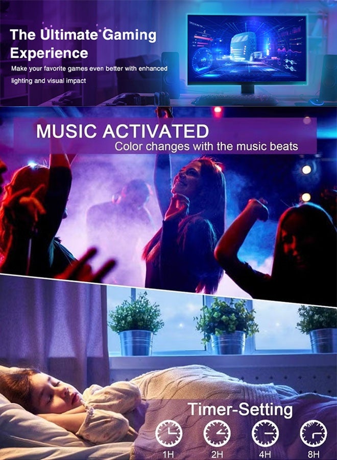 MLADEN LED Lights for TV 16.4ft/5m LED Lights for 32-60 Inch RGB TV Light Backlight Behind Music Sync Bluetooth APP and Remote Control TV Strip Lights USB Powered for Bedroom,Living Room,TV Backlight - Image 5