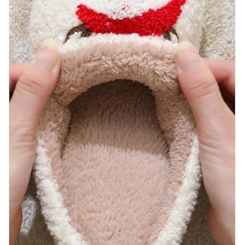 إسكدنيا شبشب كريسماس للنساء من بي كيه اف دي اف في بي بتصميم حيوان الرنة والزنجبيل، شبشب منزلي لطيف محشو لغرفة النوم، حذاء مريح للاستخدام الداخلي - Image 5