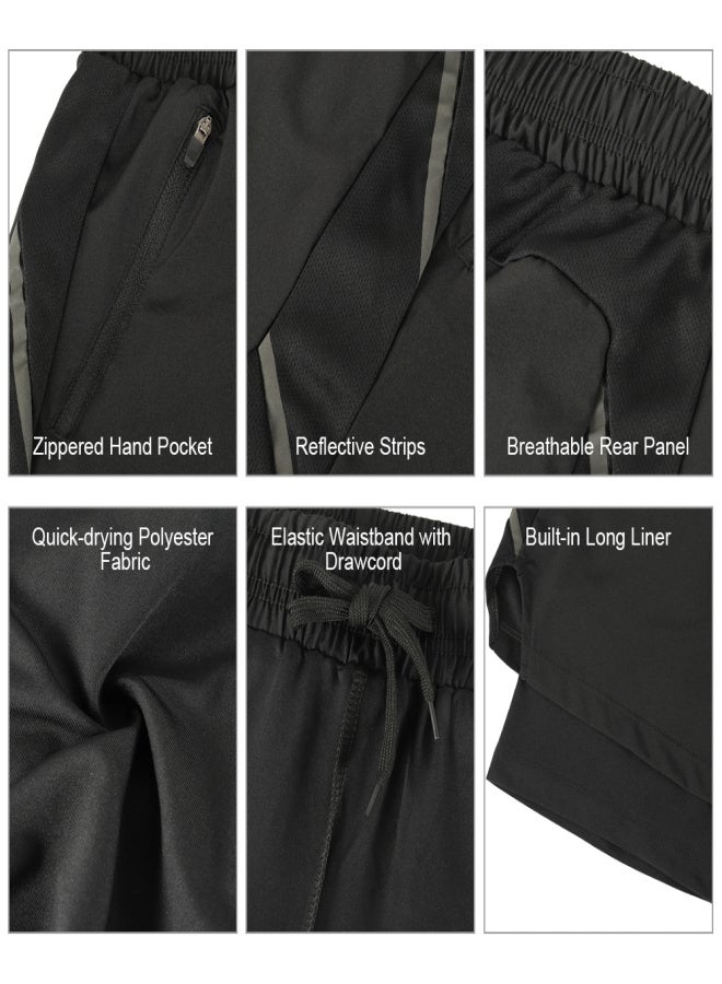 ARSUXEO Men 2 in 1 Running Shorts Quick Drying Breathable Active Training Exercise Jogging Marathon Cycling Shorts - Image 2