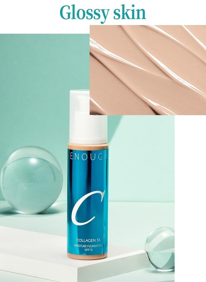ENOUGH COLLAGEN 3X Moisture Foundation SPF 15, Korean Makeup Full Coverage Tinted Moisturizer, Skin Care Face Sunscreen for Women (#21N Clear Beige, 3.38 fl oz / 100ml) - Image 3