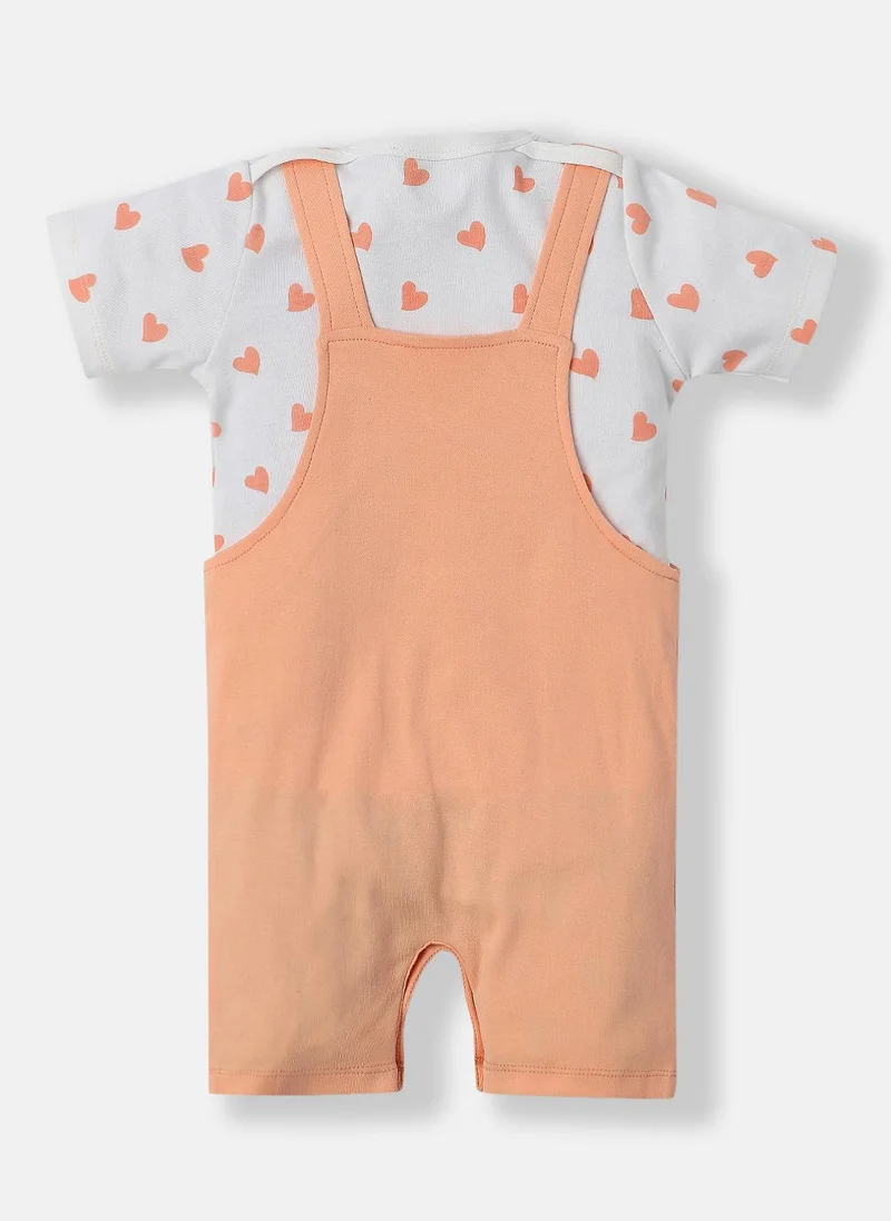 Nautinati Nautinati Infants Embroidered Cotton Dungaree with Printed T-shirt