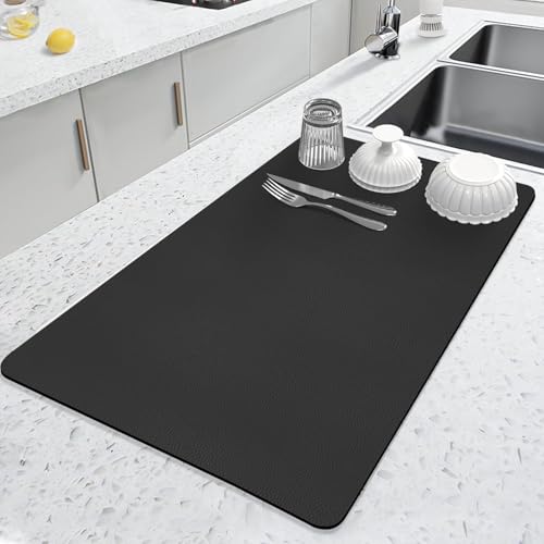 VEZPAX Large Kitchen Water Absorbent Mat for Dish Drying | Mat for Drying Kitchen Utensils | Extra-Large Drying mat for Kitchen Water-Absorbing Drying mats for kitchenware (60*40) - Image 1