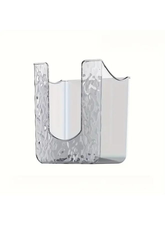 حامل مناديل معلق شفاف باللون الرمادي لحائط مع حامل لاصق متين للحمام والمطبخ - Image 1