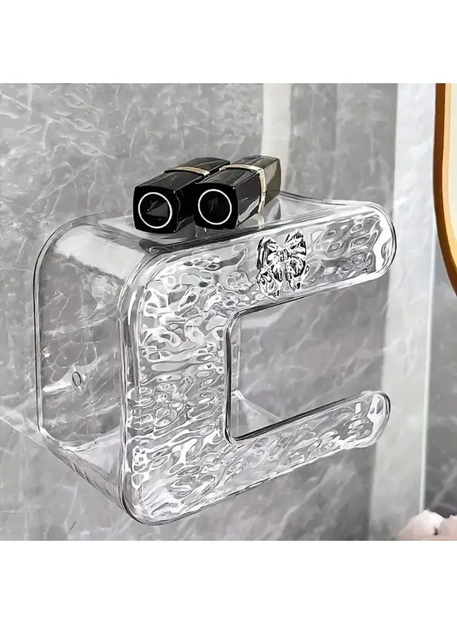 حامل مناديل معلق شفاف باللون الرمادي لحائط مع حامل لاصق متين للحمام والمطبخ - Image 4