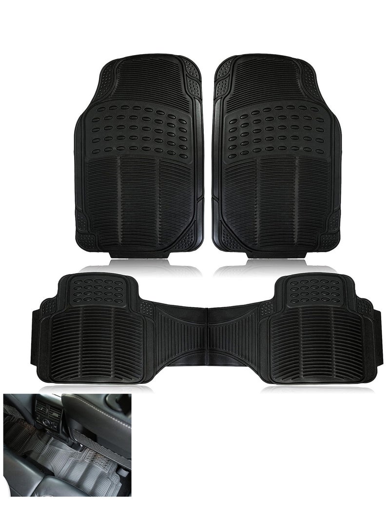 3 PCS Car Mats, Universal Fit Rubber Car Floor mat, Non-Slip Heavy Duty for Cars SUV Truck and VAN, Water Proof, All Weather, Trim to Fit - Image 1