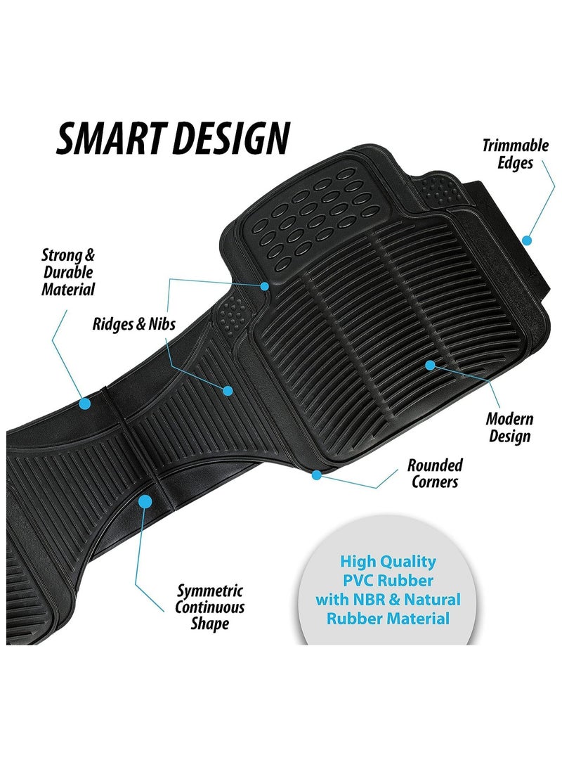 3 PCS Car Mats, Universal Fit Rubber Car Floor mat, Non-Slip Heavy Duty for Cars SUV Truck and VAN, Water Proof, All Weather, Trim to Fit - Image 2