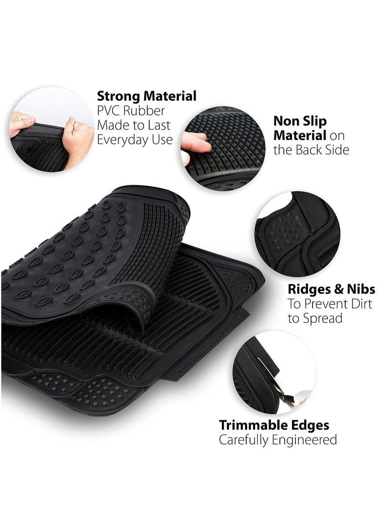 3 PCS Car Mats, Universal Fit Rubber Car Floor mat, Non-Slip Heavy Duty for Cars SUV Truck and VAN, Water Proof, All Weather, Trim to Fit - Image 3