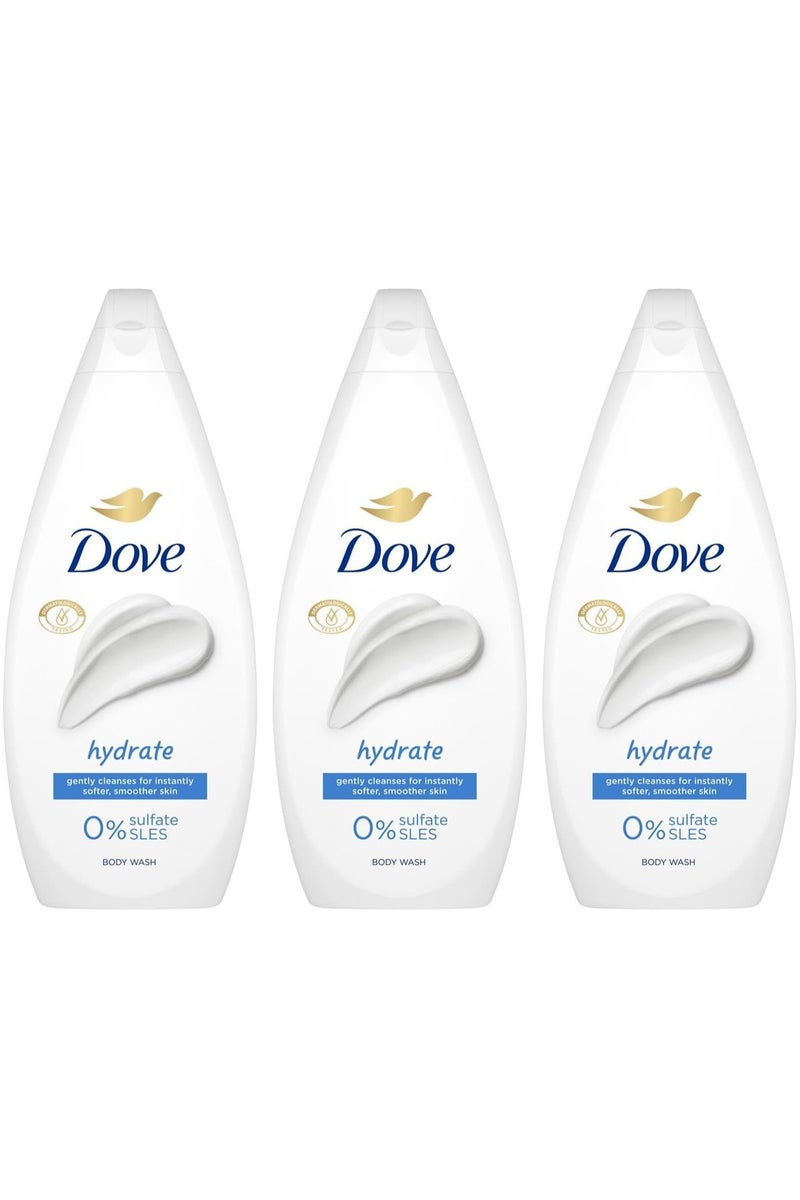 دوف جل استحمام دوف هيدريت للجسم، 3 عبوات 720 مل، جل استحمام مرطب، تنظيف لطيف لبشرة ناعمة - Image 1