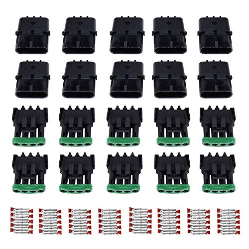 MUYI 10 Kit 4 Pin Way Waterproof Electrical Connector 2.5mm Series Weatherpack Replacement Plugs Sockets with Terminal Pins and Spudger - Image 1