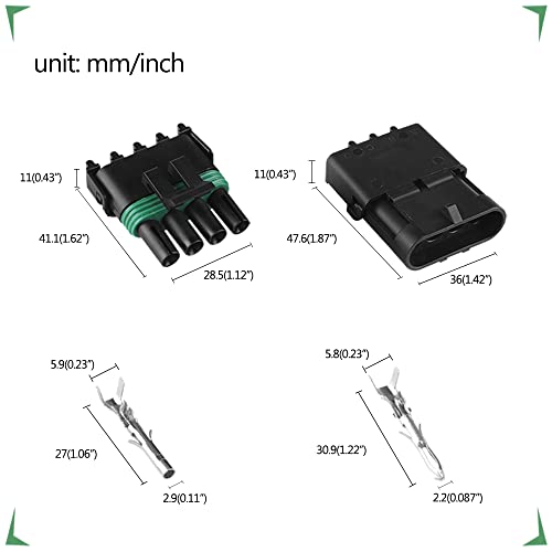 MUYI 10 Kit 4 Pin Way Waterproof Electrical Connector 2.5mm Series Weatherpack Replacement Plugs Sockets with Terminal Pins and Spudger - Image 3