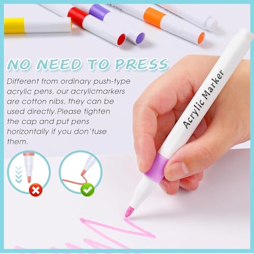 Corslet 24 Pcs Acrylic Markers Set Acrylic Paint Markers Acrylic Pens for Painting Diy Crafts Making Art Supplies, Multicolor Fine Tip for Rock Wood Canvas Glass Ceramic Plastic Metal Stone Painting - Image 3