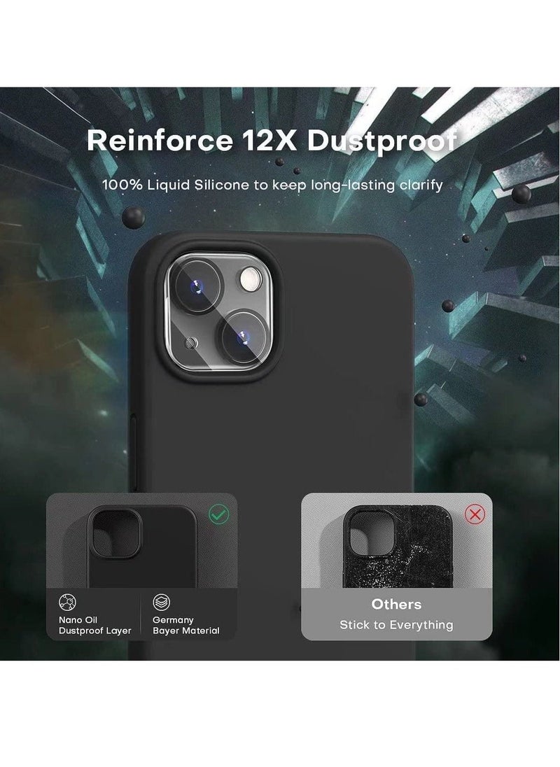 DUSALA 5 in 1 Designed for iPhone 14 Plus Case, with 2 Pack Screen Protector + 2 Pack Camera Lens Protector, Liquid Silicone Ultra Slim Shockproof Protective Phone Case 6.7 Black  - Image 4