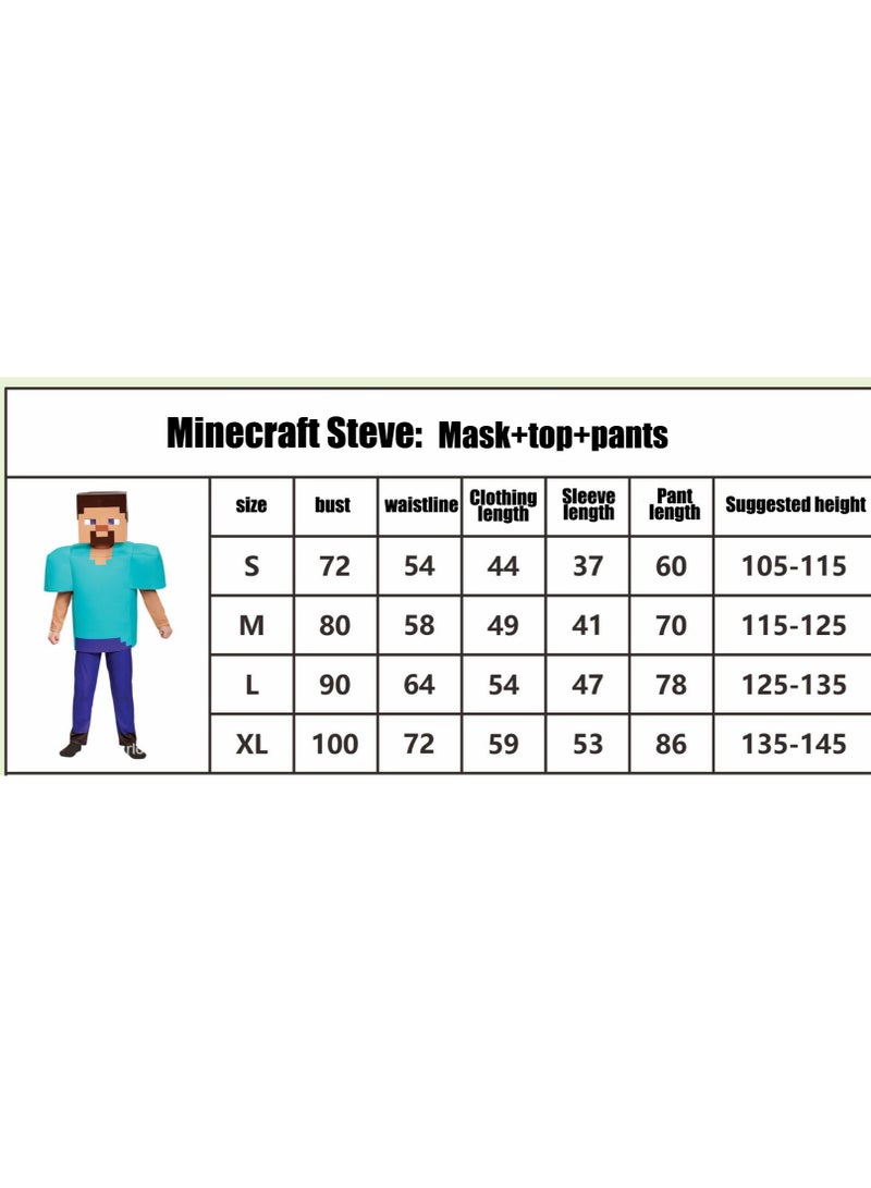 ماين كرافت 3 قطعة مجموعة زي ماينكرافت ستيف ، زي لعبة الفيديو بدلة كوسبلاي زي هالوين للأطفال - Image 5