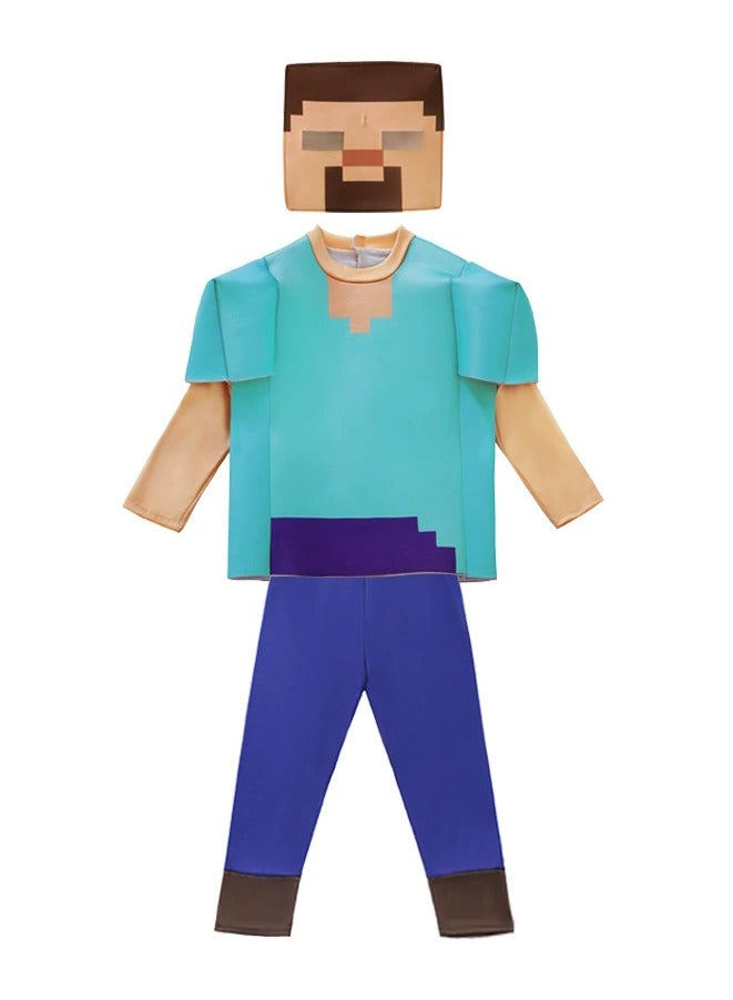 ماين كرافت 3 قطعة مجموعة زي ماينكرافت ستيف ، زي لعبة الفيديو بدلة كوسبلاي زي هالوين للأطفال - Image 3