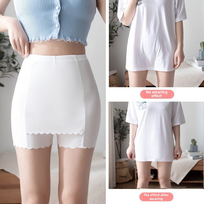 Seamless Ice Silk Safety Shorts White  - Image 1