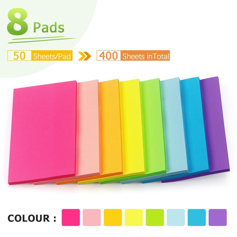 Winner Aura Sticky Notes 3x5 inch Bright Colors Self-Stick Pads 8 Pads/Pack 50 Sheets/Pad Total 400 Sheets - Image 3