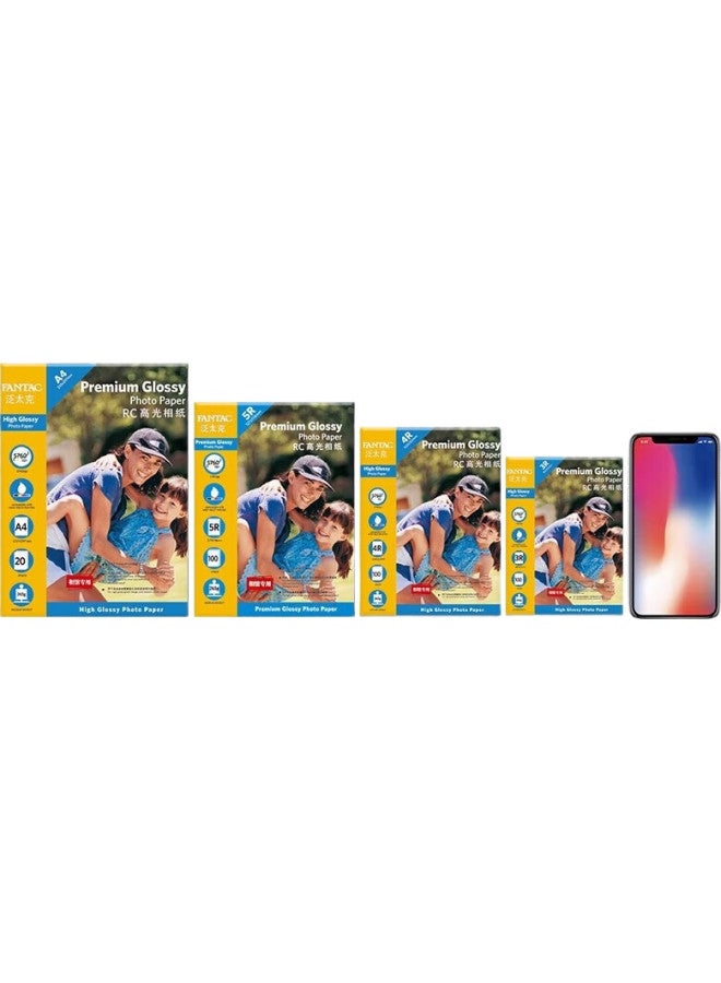FANTAC Rc Waterproof High Gloss Photo Paper 5 Inch 265G Color Inkjet Printing Photo Paper 100 Sheets Pack 9895-243 - Image 3