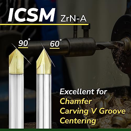 SPEED TIGER Chamfer End Mill - CNC Carving Bits, V Groove, 90 Degree, ICSM1/4 Shank 2" OVL (1 Piece, 1/4" 90°) - for Wood, Alloy Steels, Hardened Steels – Mill Bits Sets for DIYers & Professionals - Image 2