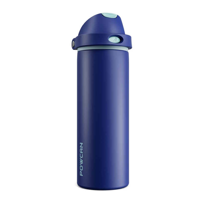 POWCAN 24 oz Insulated Stainless Steel Water Bottle: 2-in-1 Push-Button Spout & Quick-Flip Straw, Leakproof, Cold 24 Hrs, Fits Car Cup Holder, Sports Bottle for Travel, Gym, School Gift (Wit & Wings) - Image 1
