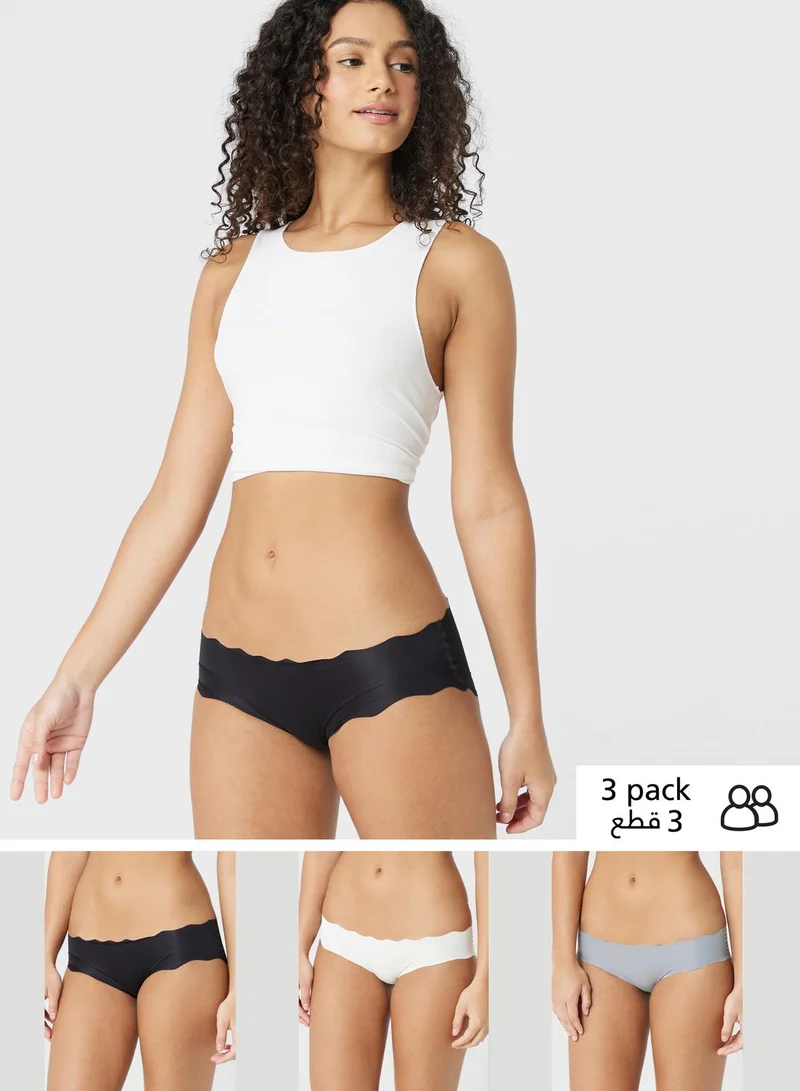 Ginger 3 Pack Scallop Hem Hipster Brief