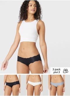 3 Pack Scallop Hem Hipster Brief
