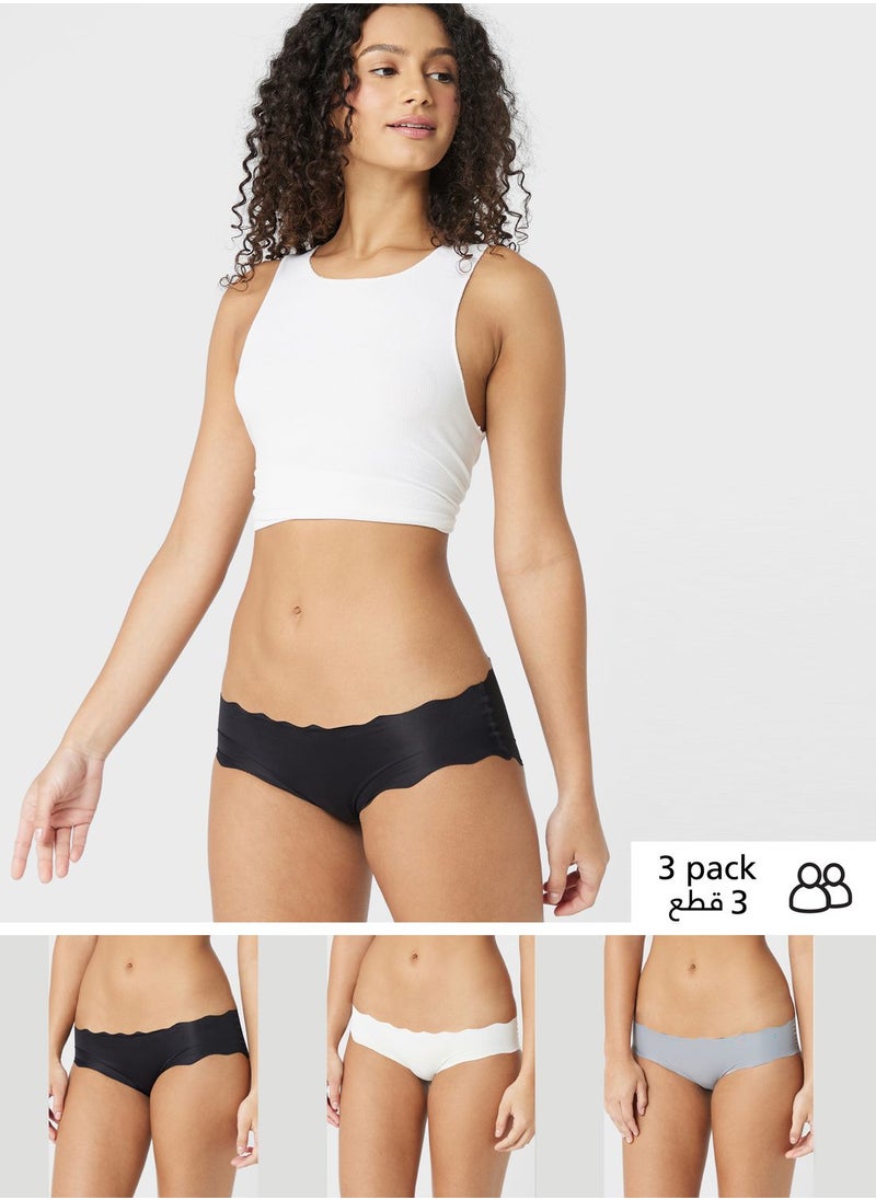 Ginger - 3 Pack Scallop Hem Hipster Brief - Image 1