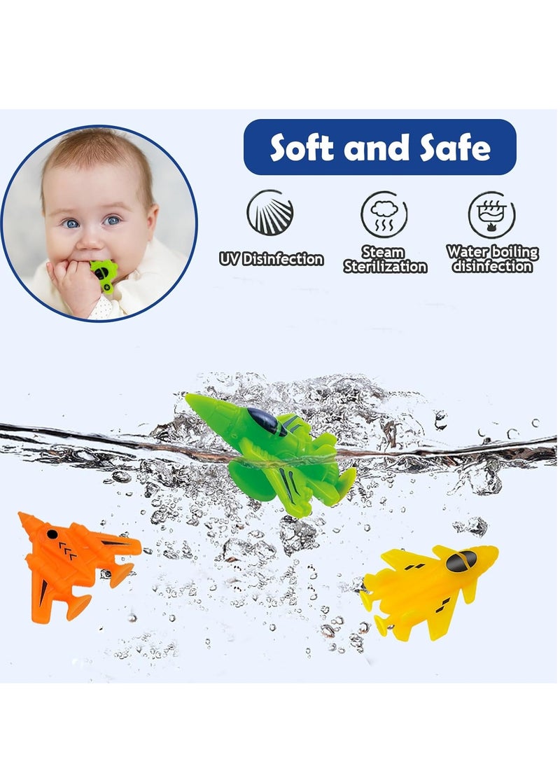 Excefore Baby Suction Cup Toys, 16PCS Silicone No Hole Mold Free Bath Toy with Mesh Bag Storage, Airplane Sucker Bath Toys for Kids Ages 4-8, Toddler Bath Toys Connect Build Create Travel Toys Suction Toys Bat - Image 5
