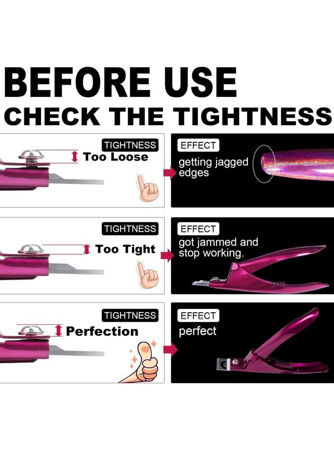 GA&EN Violet Red Premium Adjustable Nail Clippers with Magnets Sizers for Acrylic Nails, Stainless Steel Nail Cutter Trimmer for Artificial Fake False Tips Manicure Sharp Blade Clip Tool for Salon Beauty - Image 5