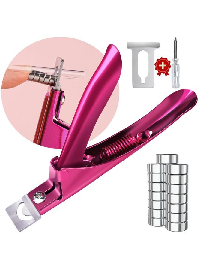 GA&EN Violet Red Premium Adjustable Nail Clippers with Magnets Sizers for Acrylic Nails, Stainless Steel Nail Cutter Trimmer for Artificial Fake False Tips Manicure Sharp Blade Clip Tool for Salon Beauty - Image 1